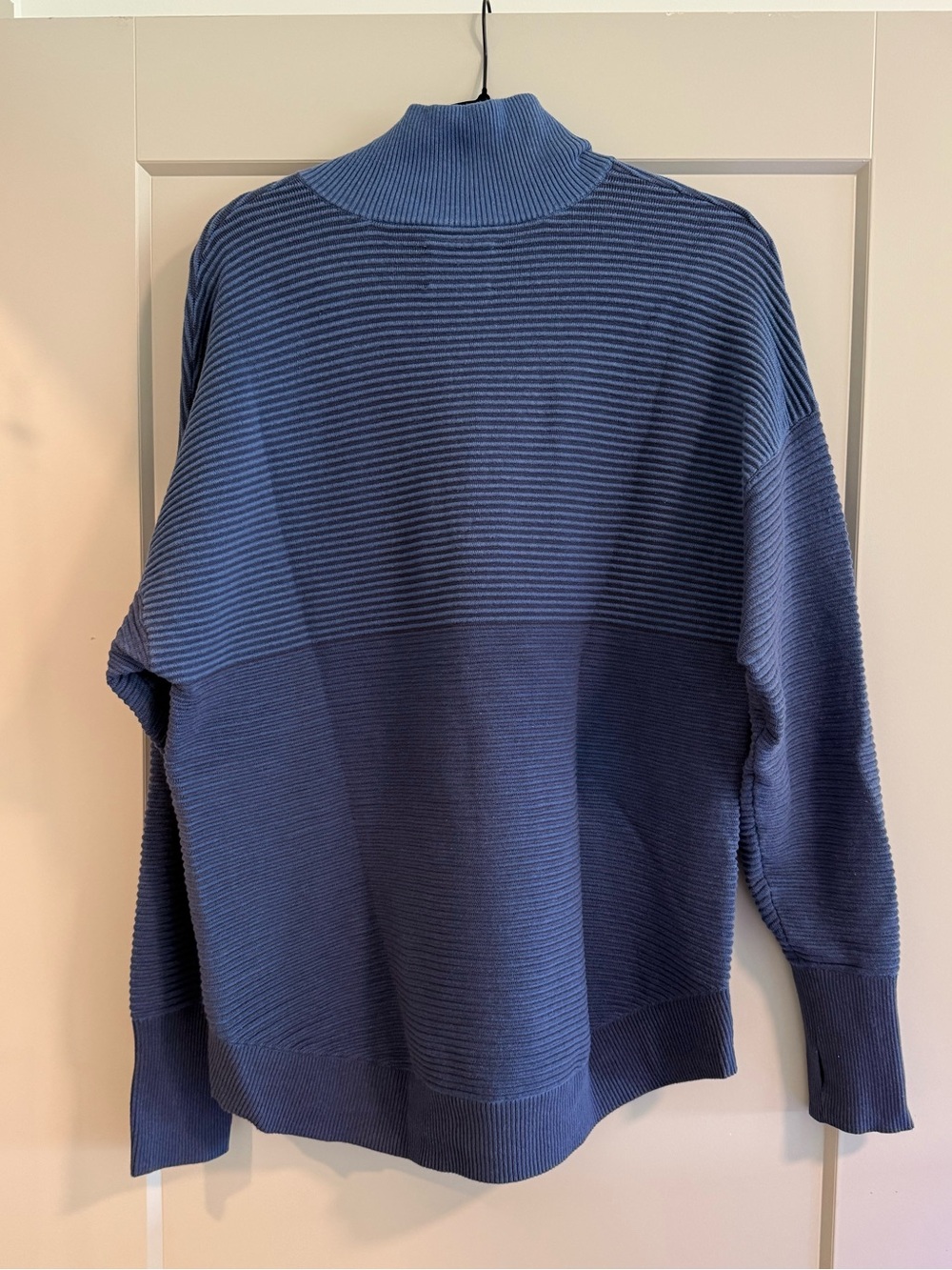 Aerie Ribbed Sweater Half-Zip Blue, size L, like new! - Picture 3 of 6